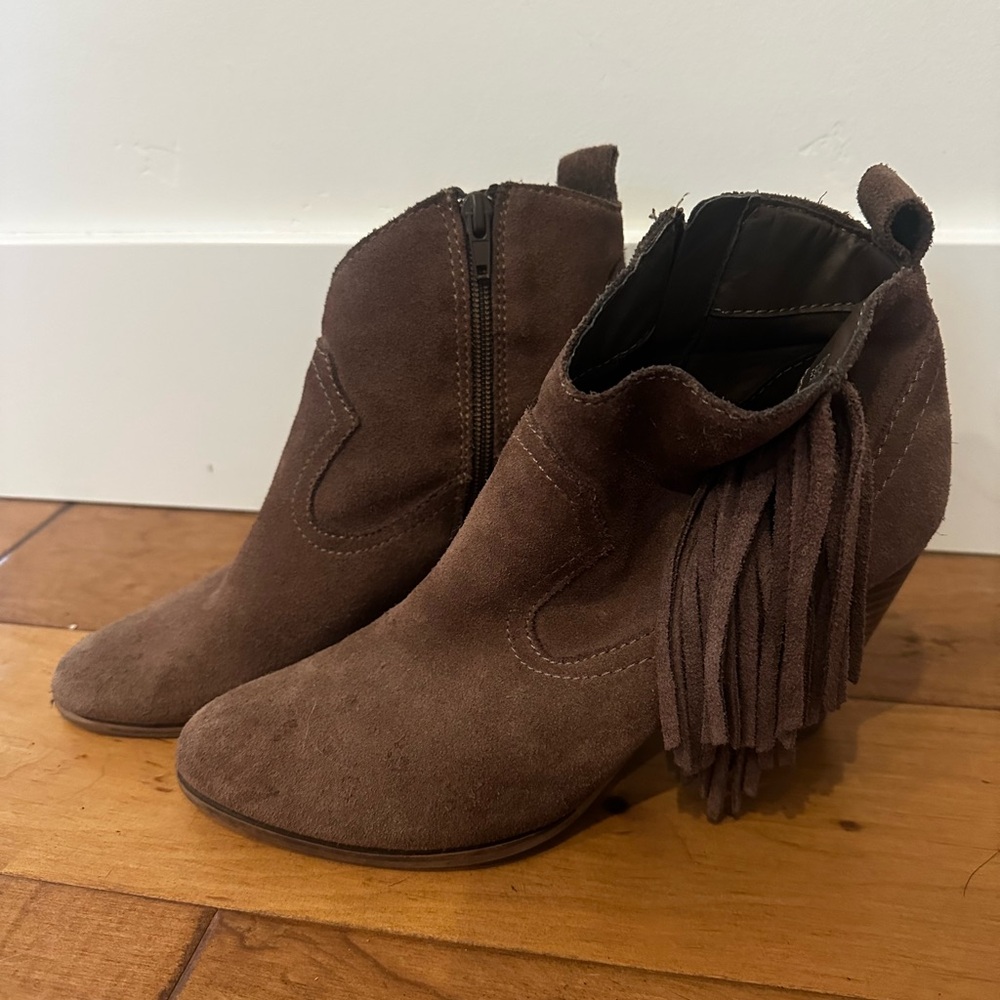 Steve Madden Chocolate Fringe Ankle Booties